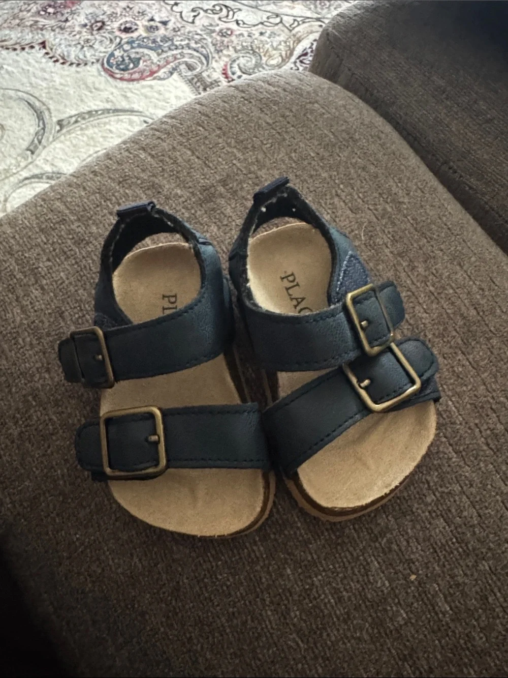 Place Black Double-Buckle Toddler Sandals